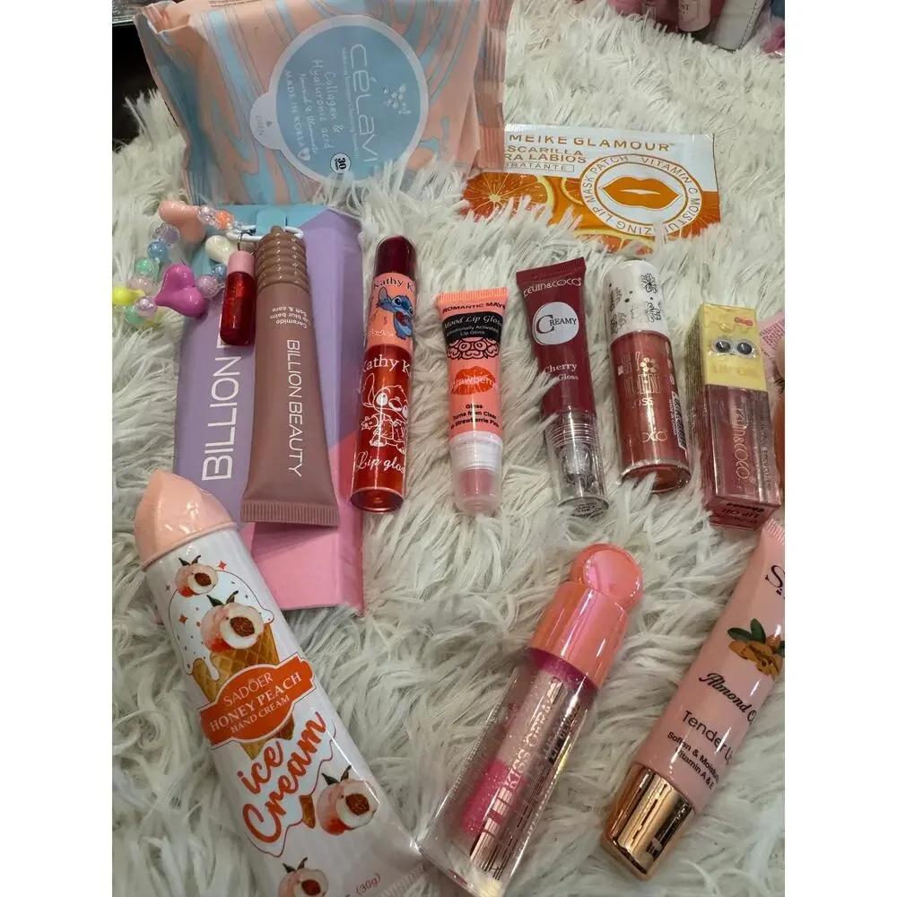 Beauty bundle 12 items wet wipes  eye mask lip gloss lip balm lip oil cream tint